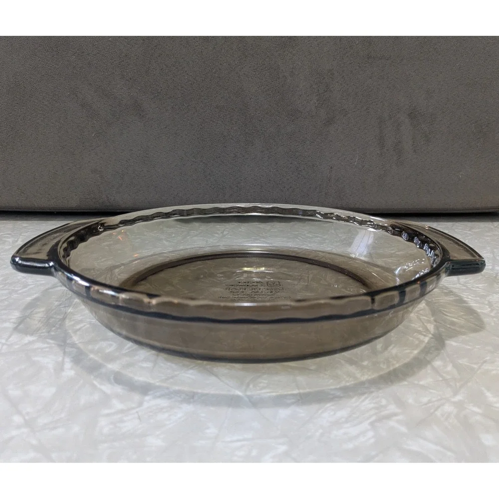Vintage Anchor Hocking 9in Amber Glass Deep Pie Plate 1 Qt Round Baking Dish USA